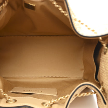 Chanel Braided Raffia Calfskin Small Chanel 25 Handbag Beige Black 5 of 11