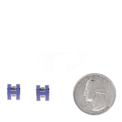 Hermes Palladium Lacquered Pop H Earrings Ultraviolet 2 of 5