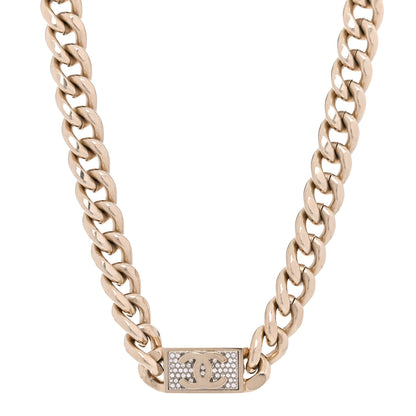 Chanel Crystal CC Chain Link Choker Necklace Gold 1 of 4
