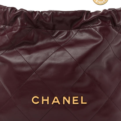 Chanel Shiny Calfskin Quilted Small Chanel 22 Dark Burgundy 9 of 12