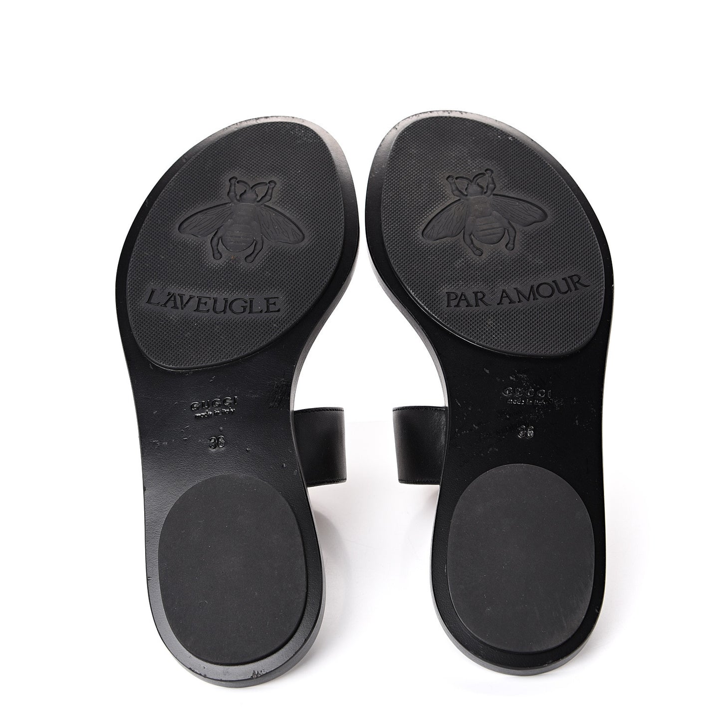 Calfskin GG Marmont Thong Sandals 36 Black