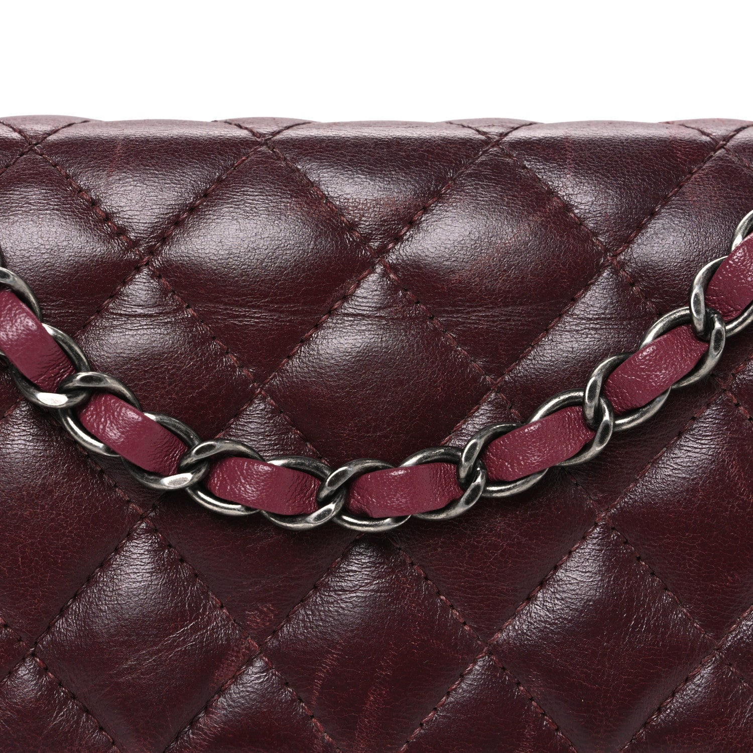 Chanel Lambskin Quilted Medium Tri-Color Flap Burgundy Dark Pink 8 of 10