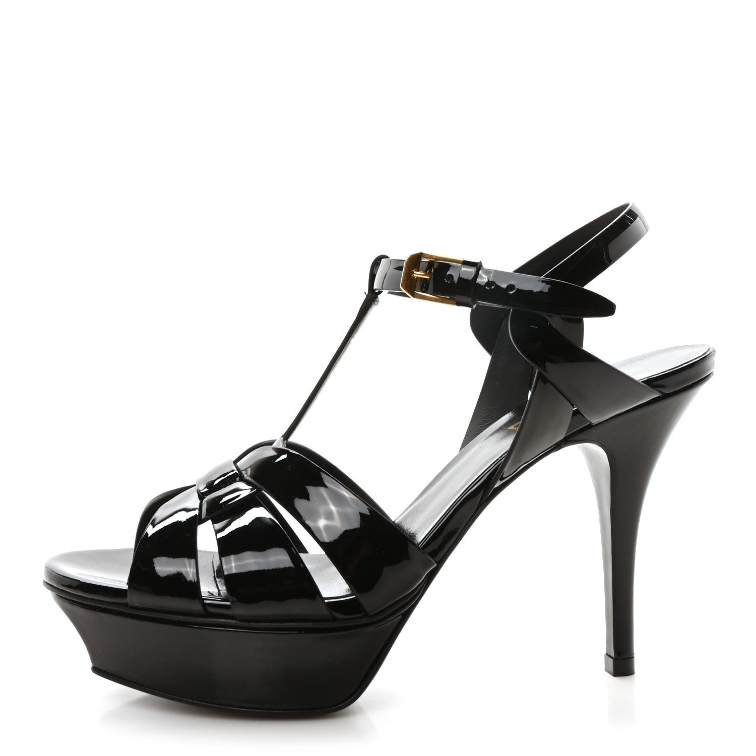 Saint Laurent Patent Tribute 75 Platform Sandals 38 Black 1 of 9