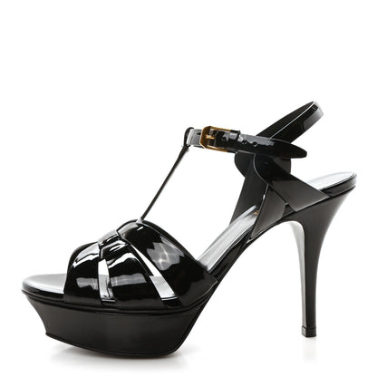 Saint Laurent Patent Tribute 75 Platform Sandals 38 Black 1 of 9