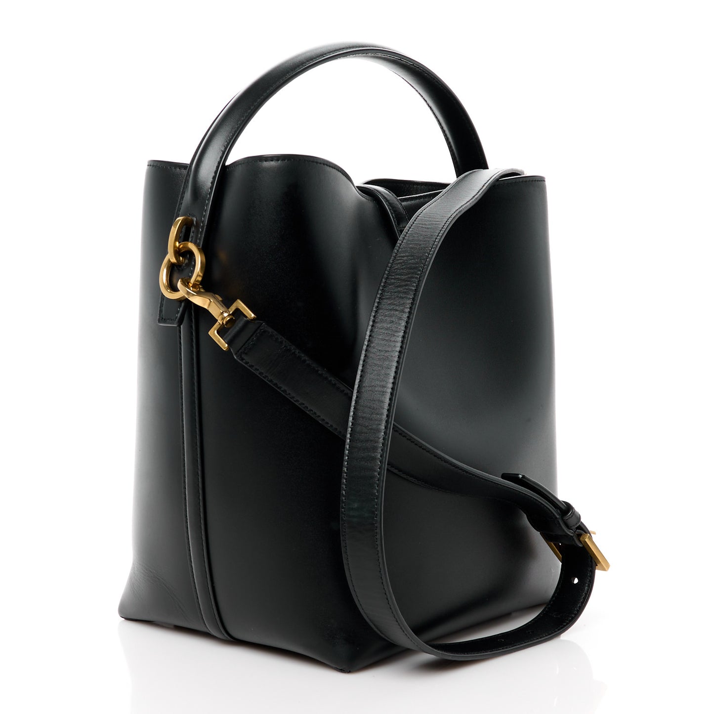 Shiny Calfskin Le 37 Bucket Bag Black