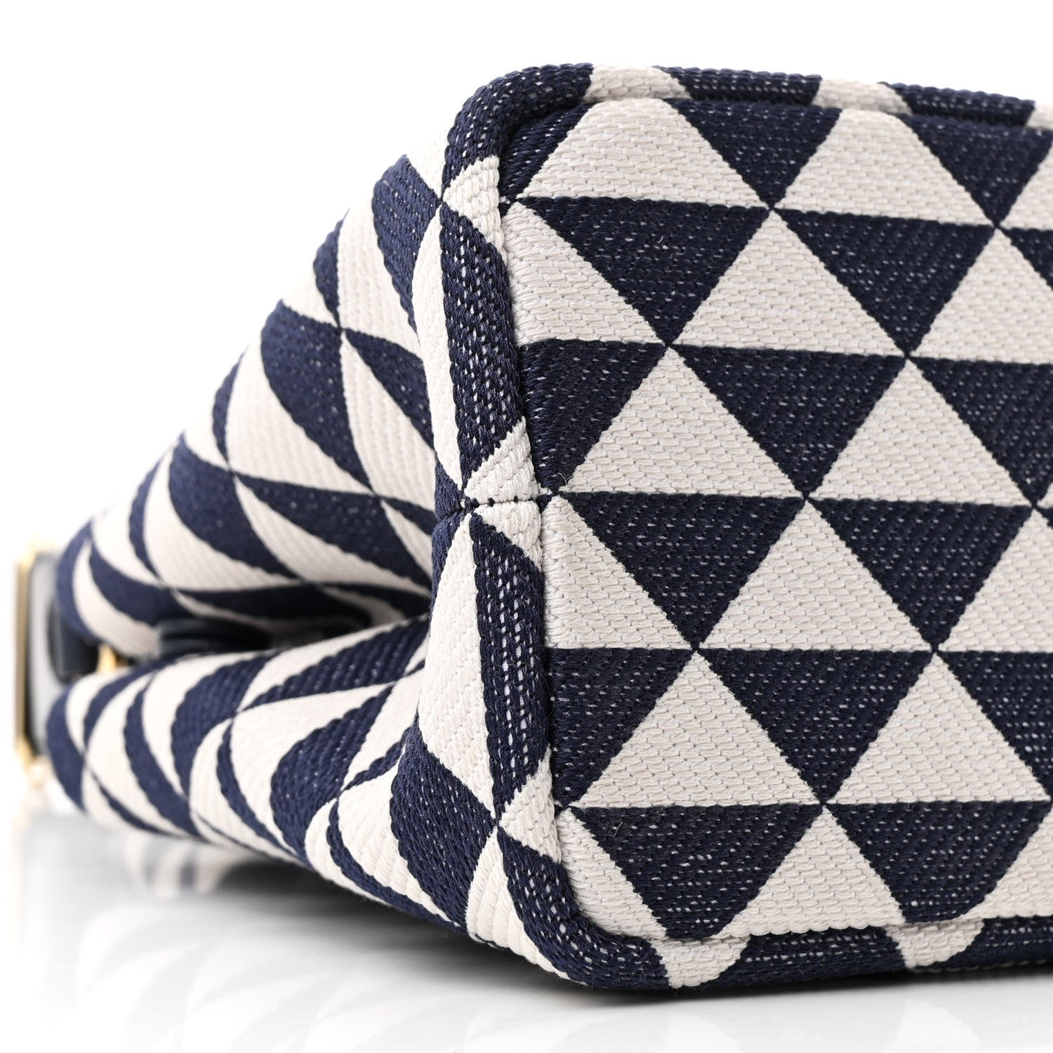 Prada Jacquard Triangolo Symbole Embroidered Tote Navy 10 of 11