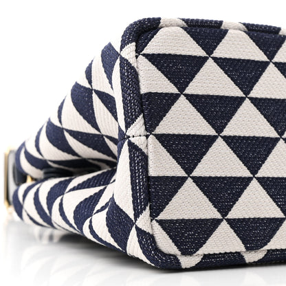 Prada Jacquard Triangolo Symbole Embroidered Tote Navy 10 of 11