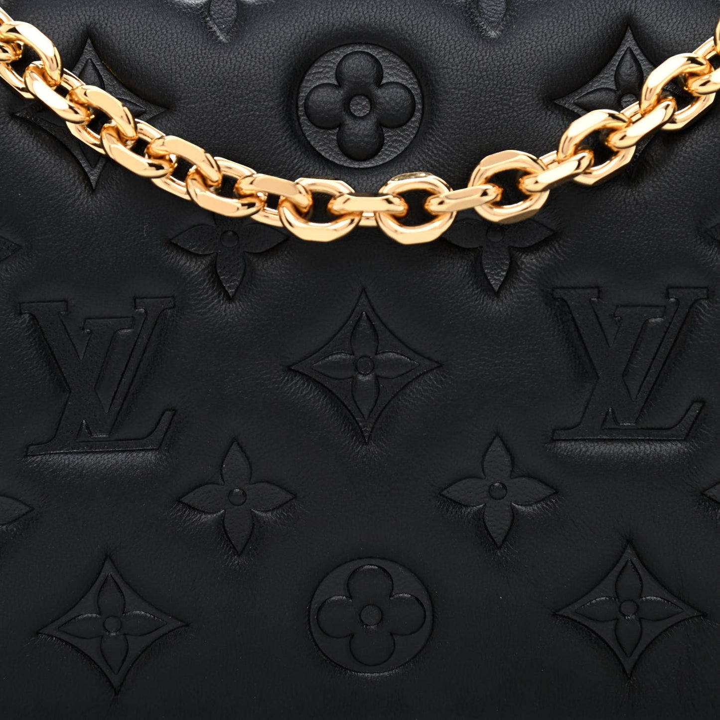 Lambskin Embossed Monogram Pochette Coussin Black