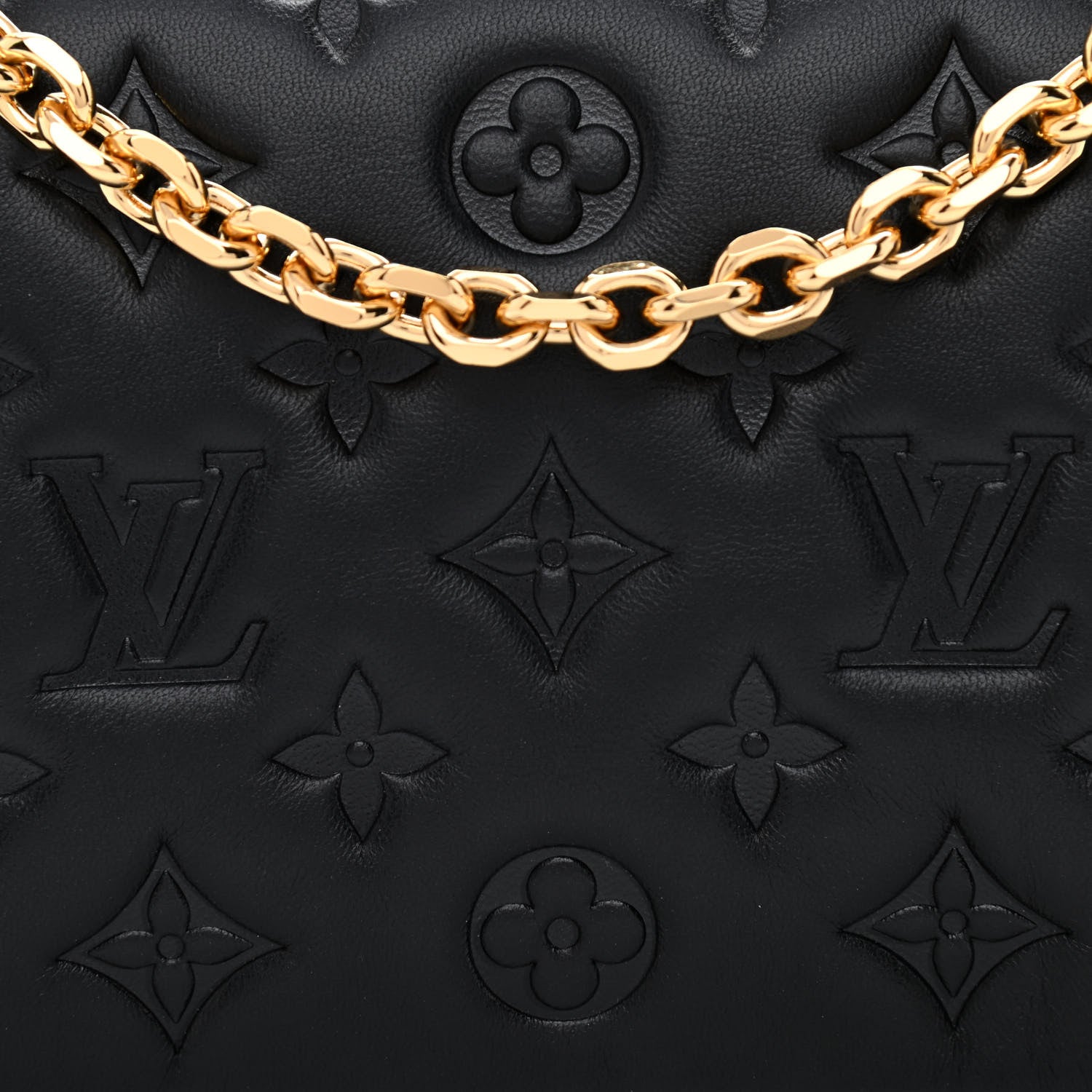 Louis Vuitton Lambskin Embossed Monogram Pochette Coussin Black 7 of 10