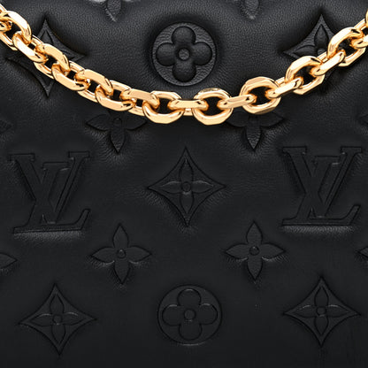 Louis Vuitton Lambskin Embossed Monogram Pochette Coussin Black 7 of 10