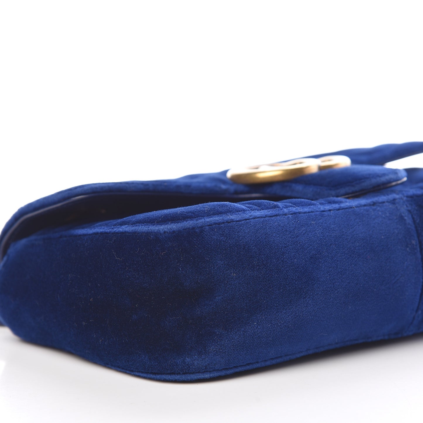 Velvet Matelasse Mini GG Marmont Shoulder Bag Cobalt Blue