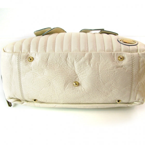 Leather Bay Tote Ivory Blanc