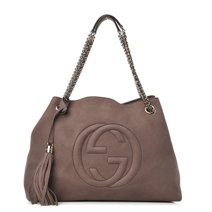 Gucci Vitello Range Medium Soho Chain Shoulder Bag Grey Field 1 of 9