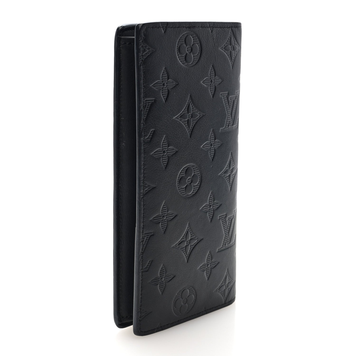 Louis Vuitton Calfskin Monogram Shadow Brazza Wallet Black 3 of 6