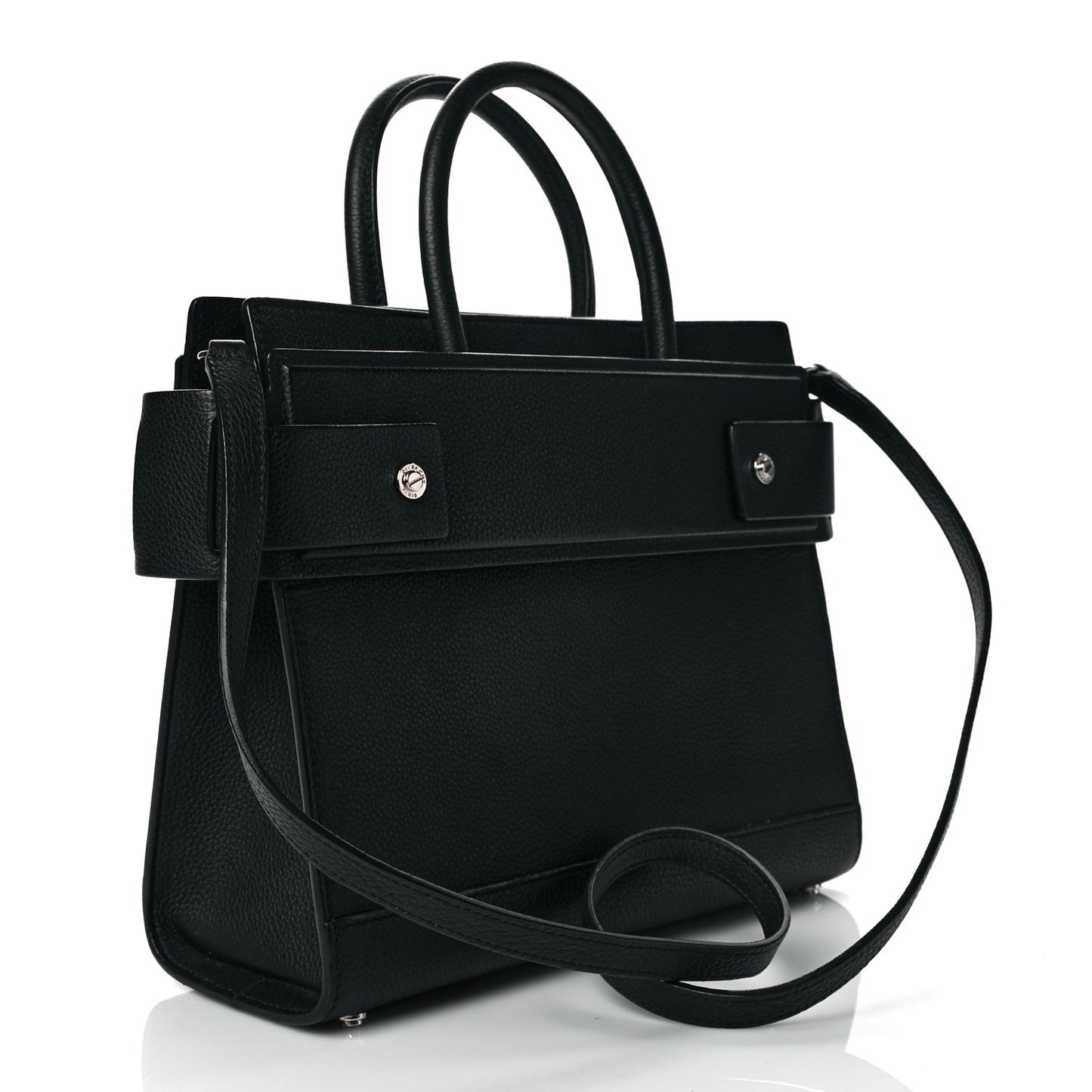 Smooth Calfskin Small Horizon Satchel Black