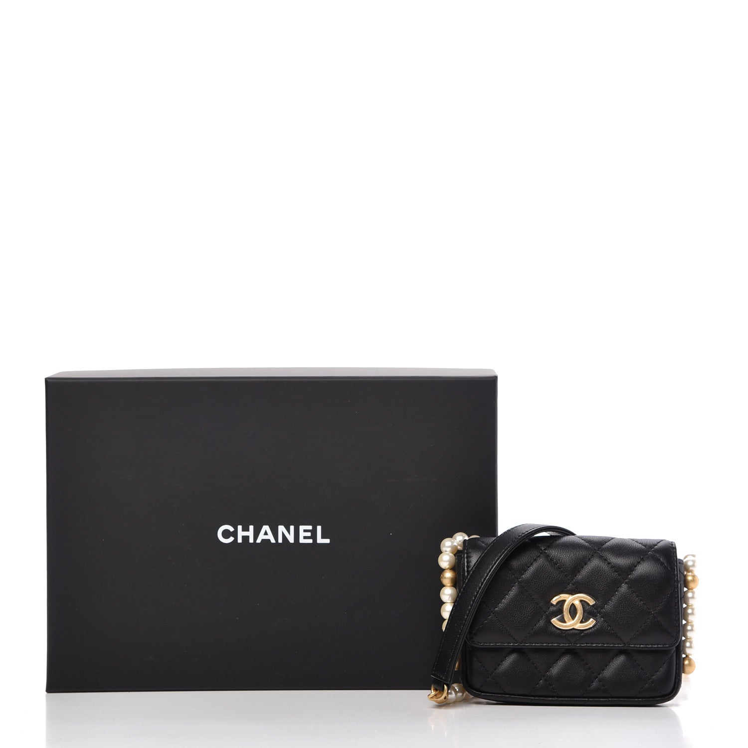 Chanel Calfskin Quilted About Pearls Card Holder Flap With Chain Black 11 of 11