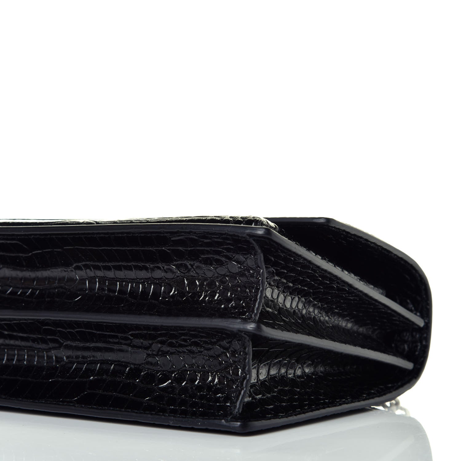 Saint Laurent Calfskin Crocodile Embossed Medium Monogram Sunset Black 8 of 8