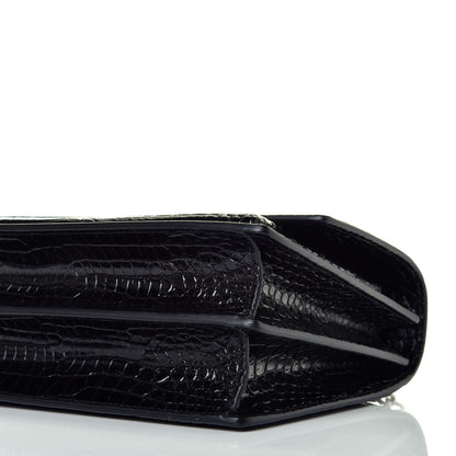 Saint Laurent Calfskin Crocodile Embossed Medium Monogram Sunset Black 8 of 8