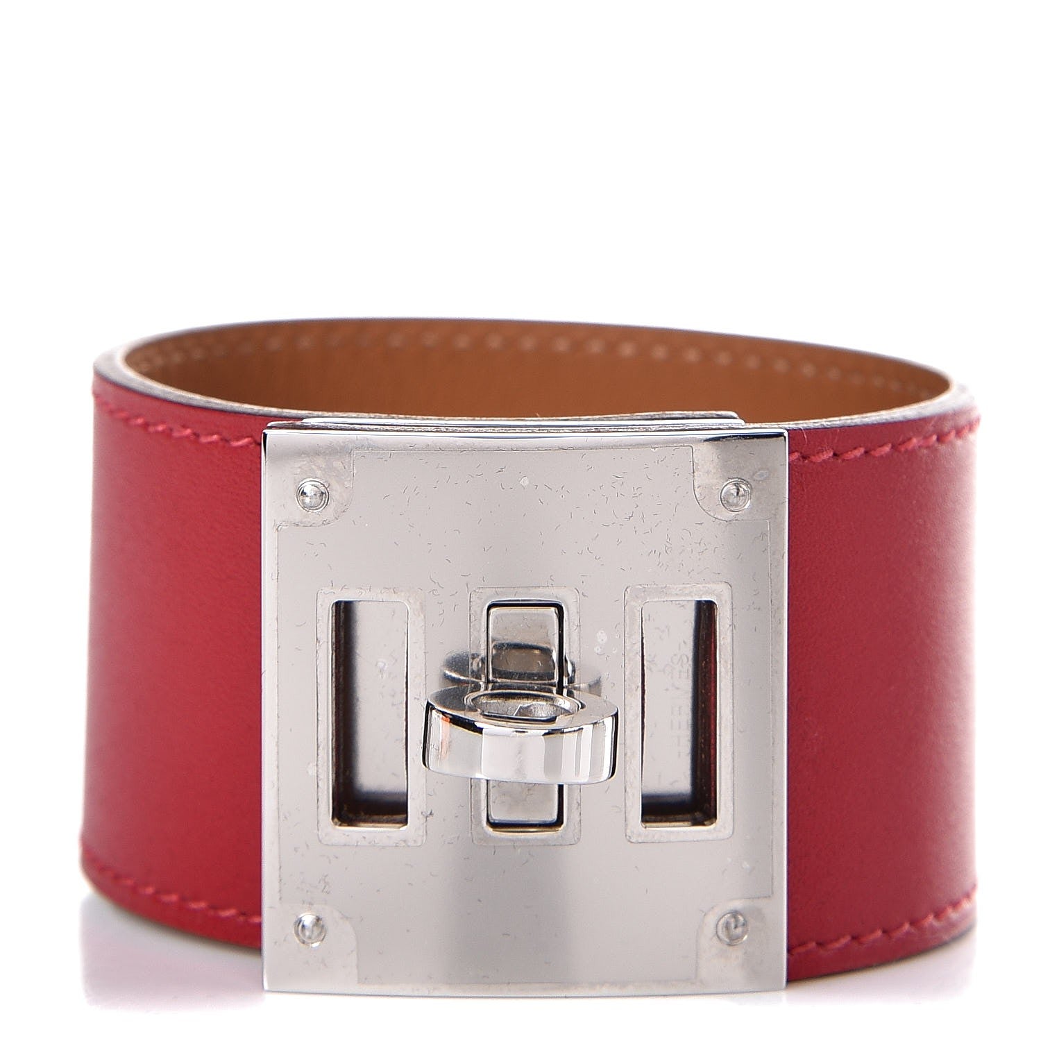 Hermes Tadelakt Kelly Dog Bracelet T3 Rouge Vif 1 of 5
