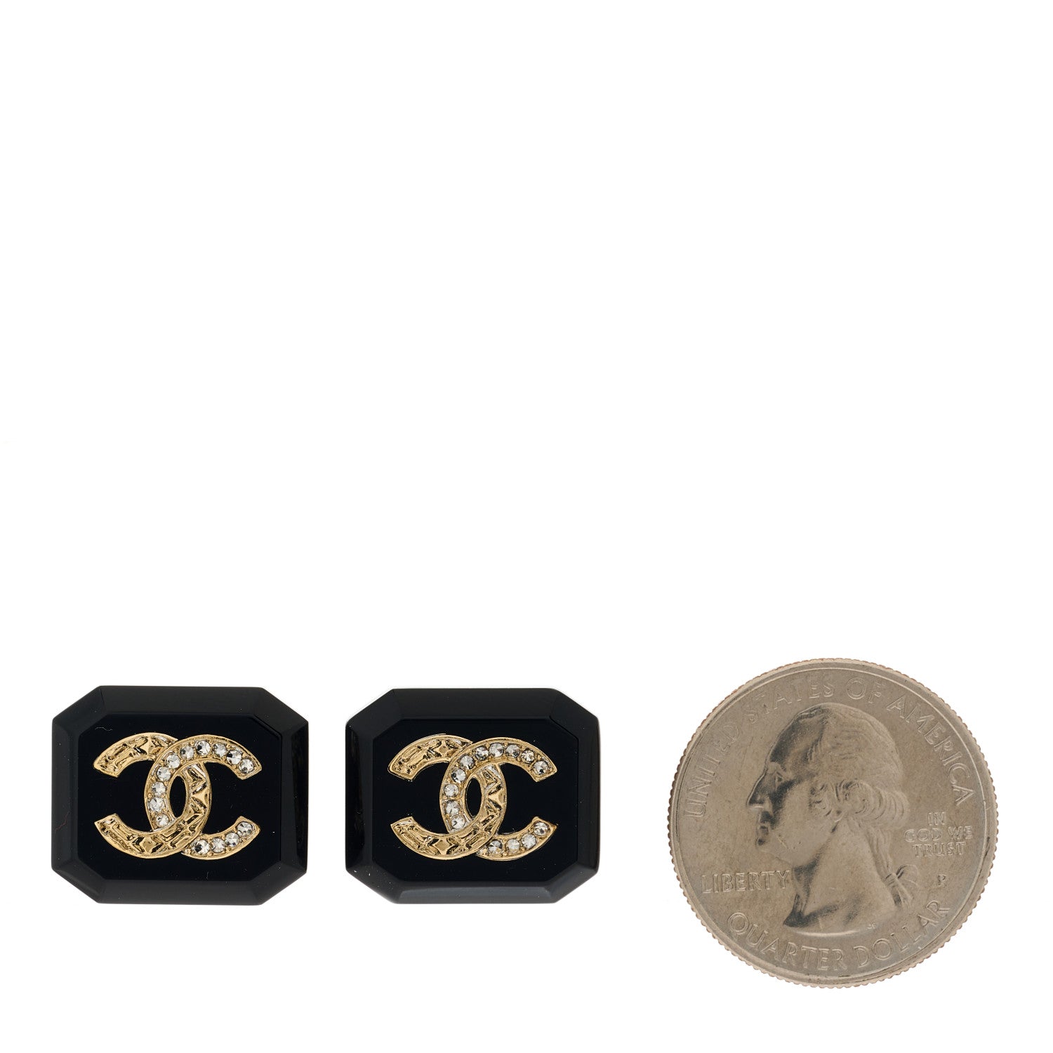 Chanel Enamel Strass CC Earrings Black 2 of 4