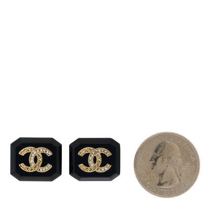 Chanel Enamel Strass CC Earrings Black 2 of 4