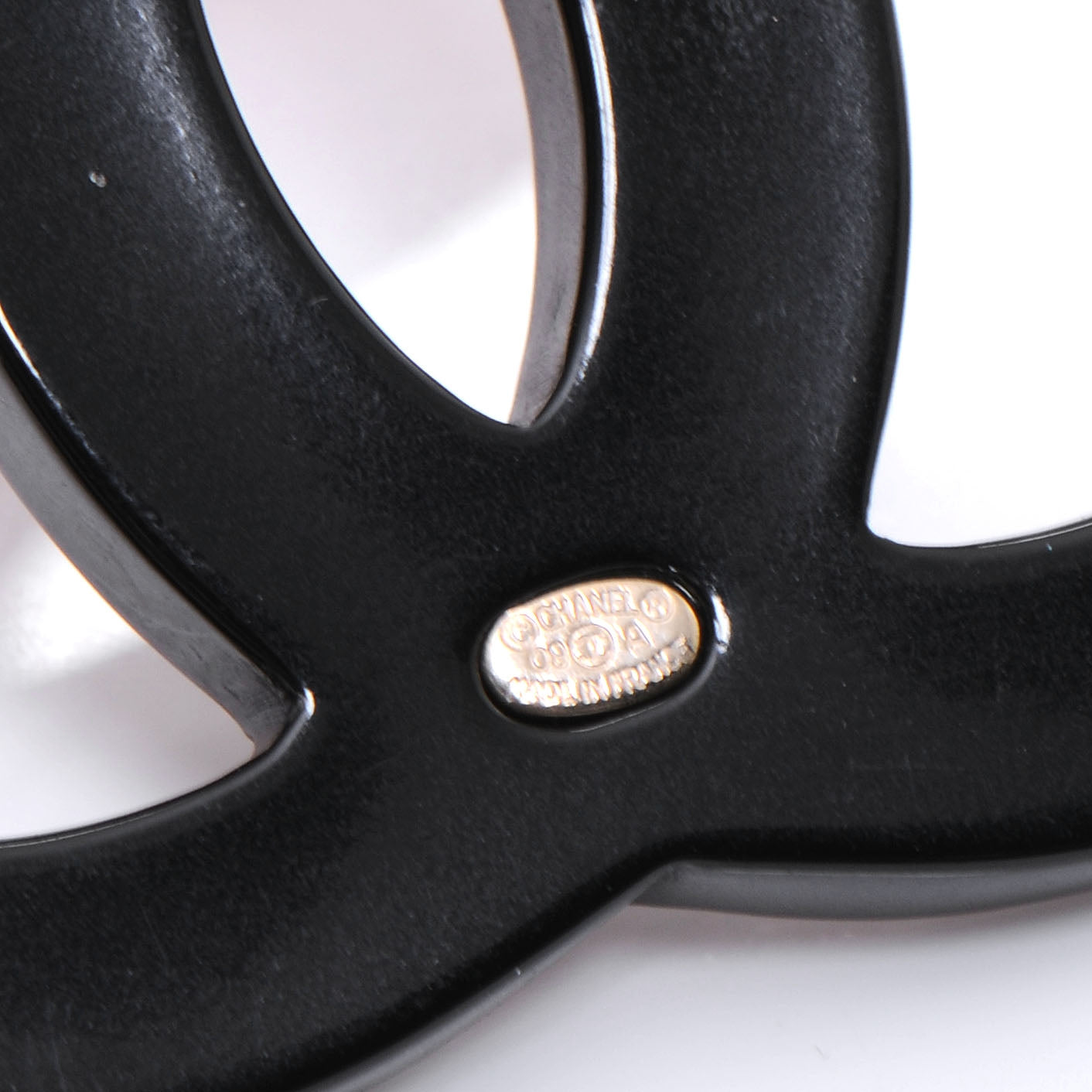 Resin Crystal Baguette Large CC Pin Brooch Black