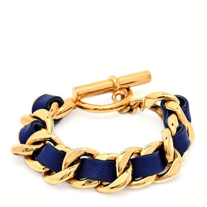 Chanel Lambskin Chain Bracelet Blue Gold 1 of 4