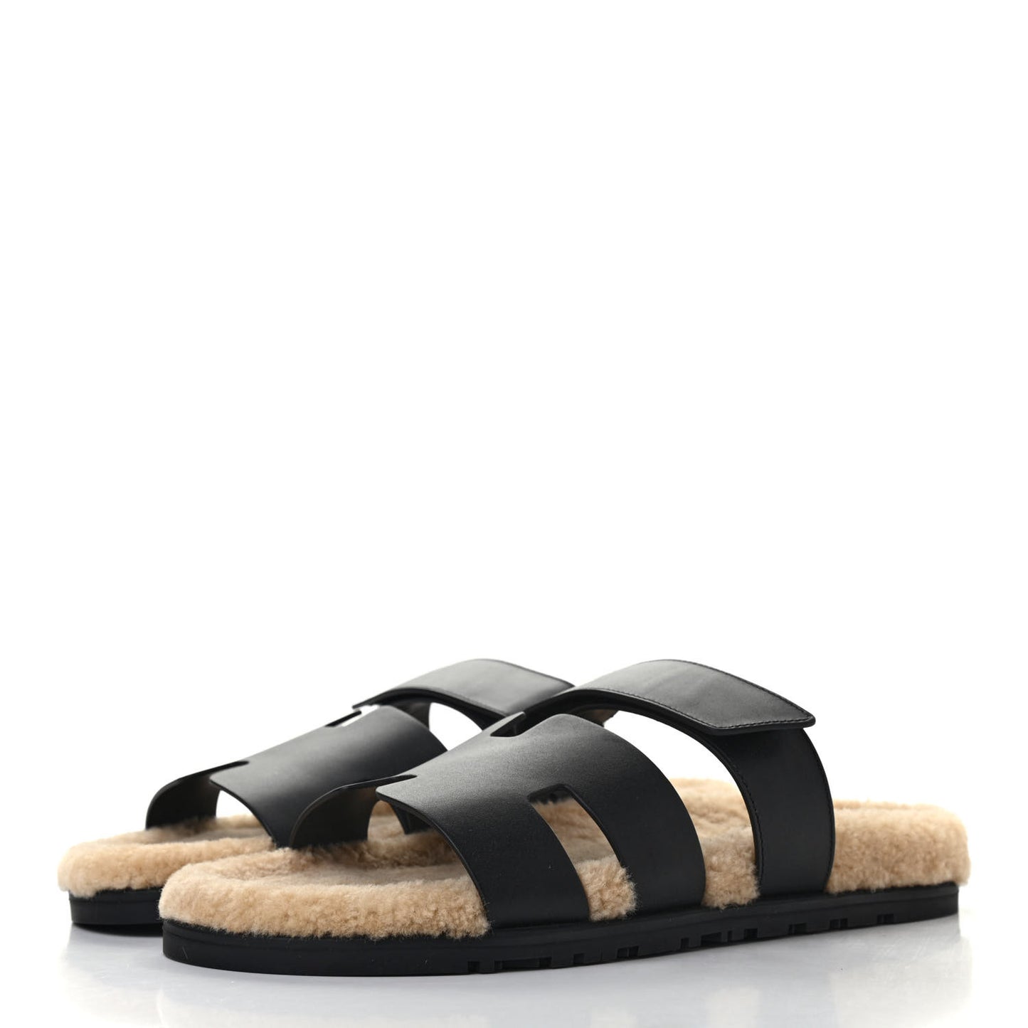 Veau Indios Woolskin Mens Chypre Sandals 42 Black Ecru
