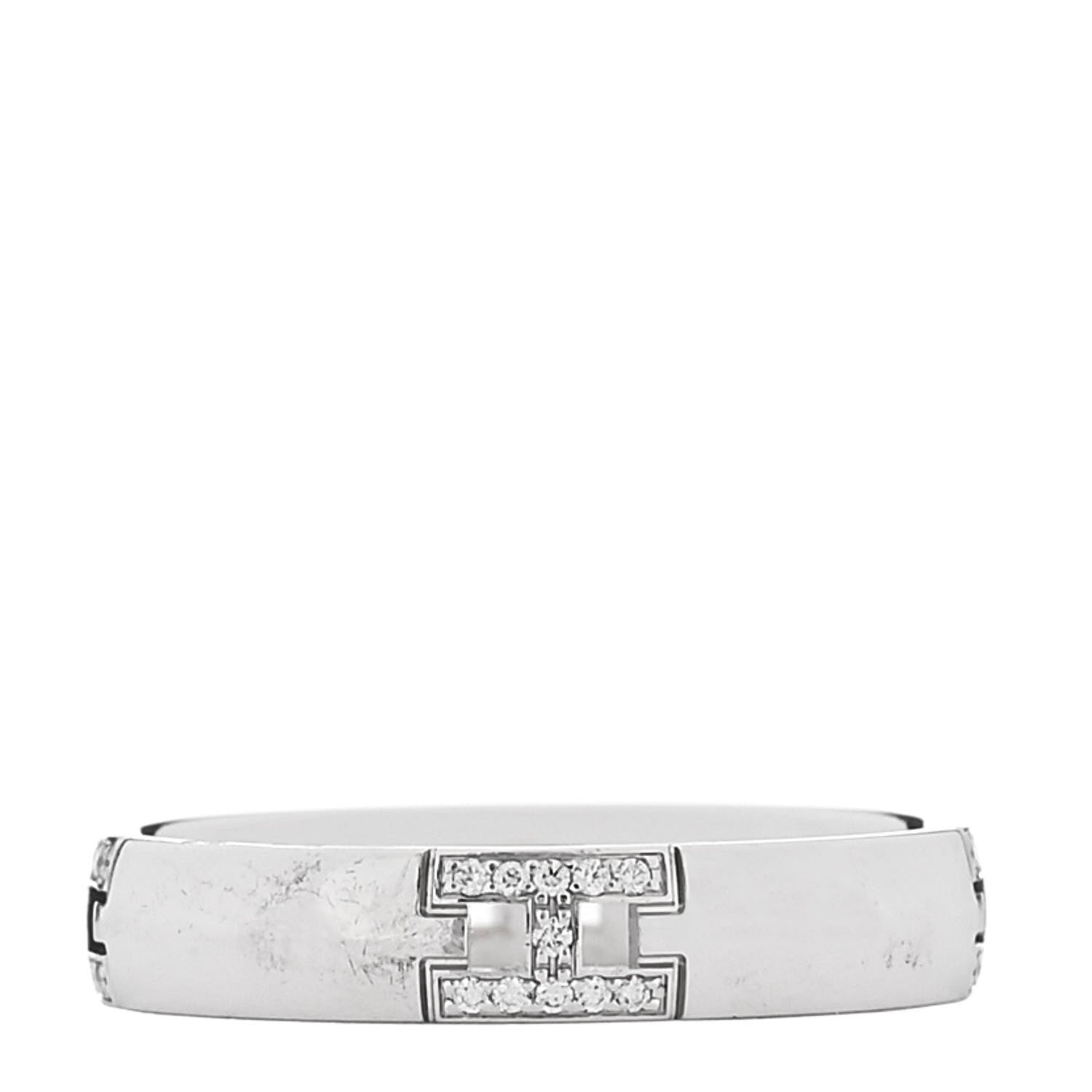Hermes 18K White Gold Diamond Ever Herakles Wedding Band Ring 51 5.75 3 of 6