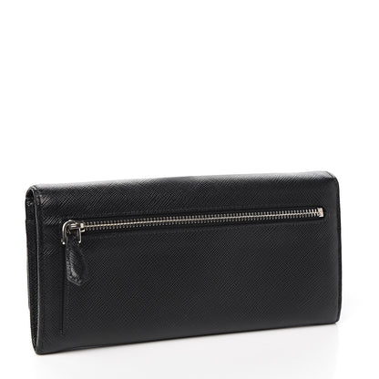 Prada Saffiano Continental Flap Wallet Black 3 of 7