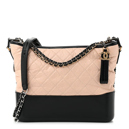 Chanel Aged Calfskin Quilted Medium Gabrielle Hobo Beige Black 1 of 12