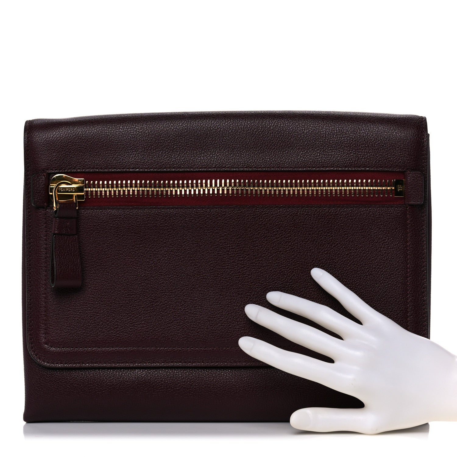 Tom Ford Calfskin Alix Wristlet Burgundy 2 of 9
