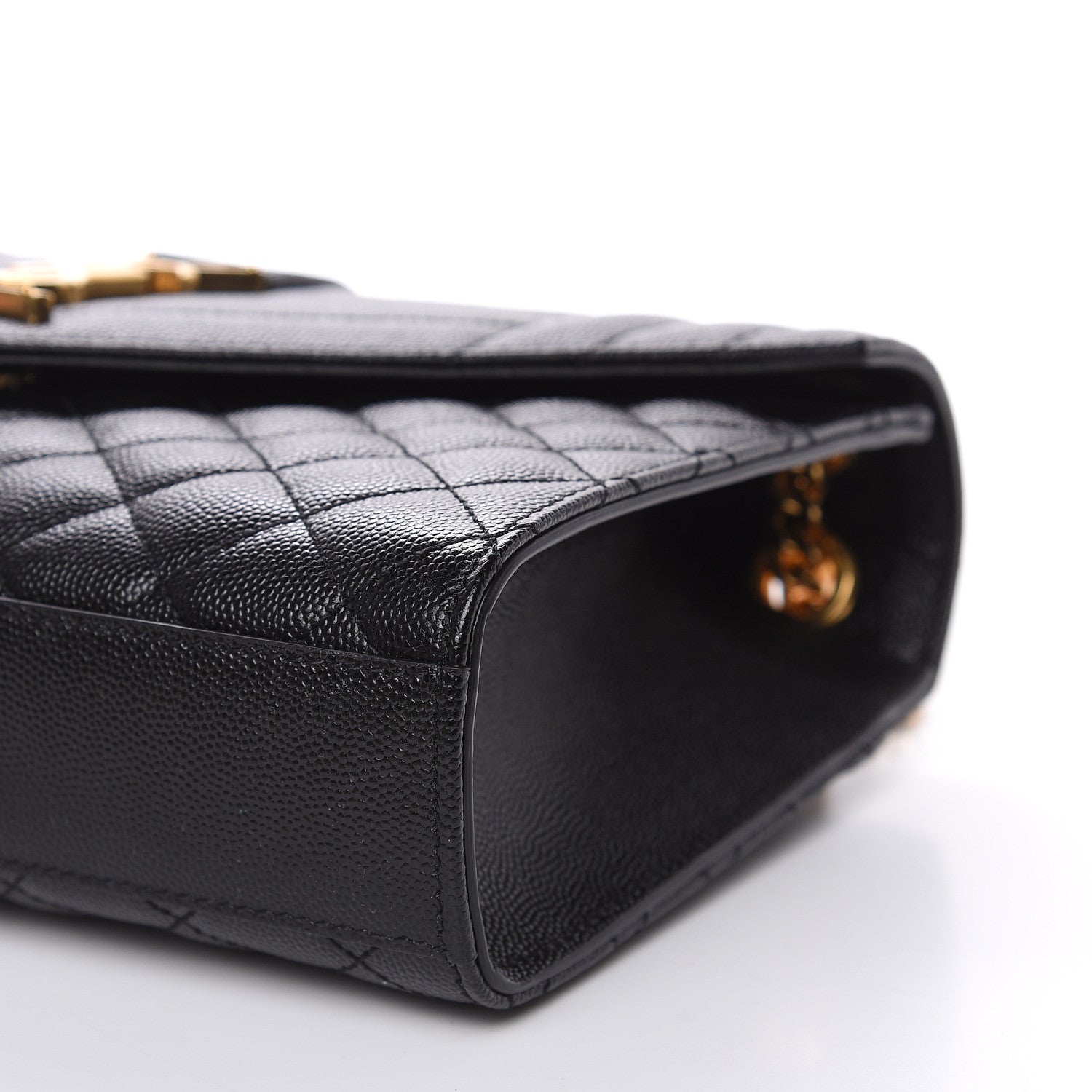 Saint Laurent Grain De Poudre Textured Mixed Matelasse Triquilt Medium Monogram Satchel Black 9 of 9
