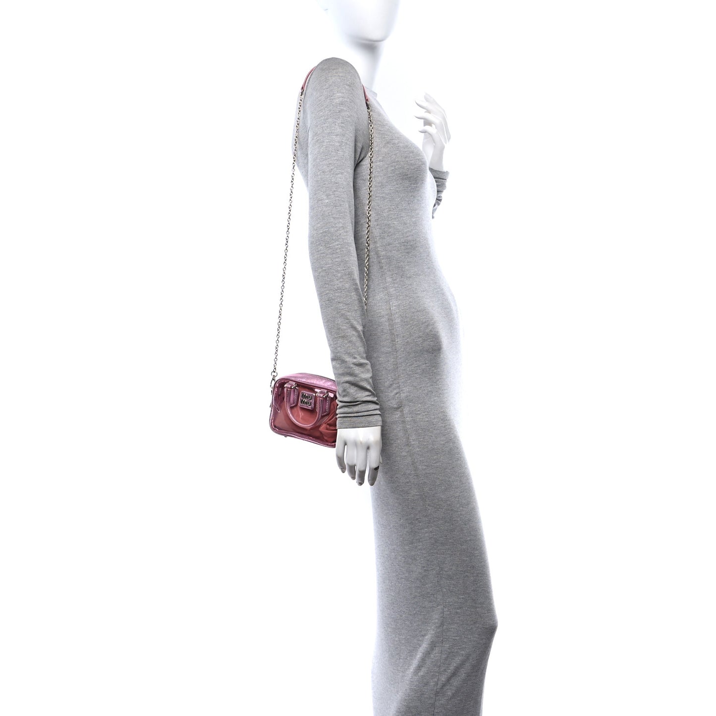 Metallic Nappa Plexi Vinyl Mini Top Handle Crossbody Rosa Mordore