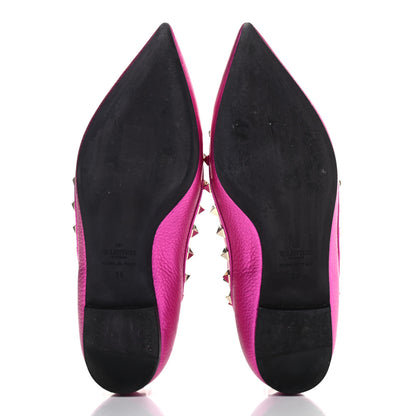 Valentino Garavani Metallic Pebbled Calfskin Rockstud Cage Ballerina Flats 38 Peony 4 of 4