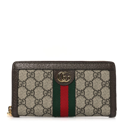 Gucci GG Supreme Monogram Web Ophidia Zip Around Wallet Brown 1 of 7