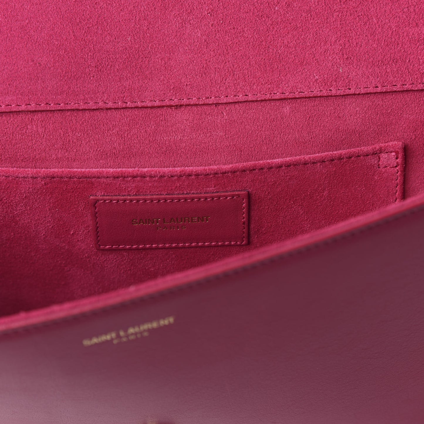 Calfskin Classic Y Ligne Clutch Fuchsia