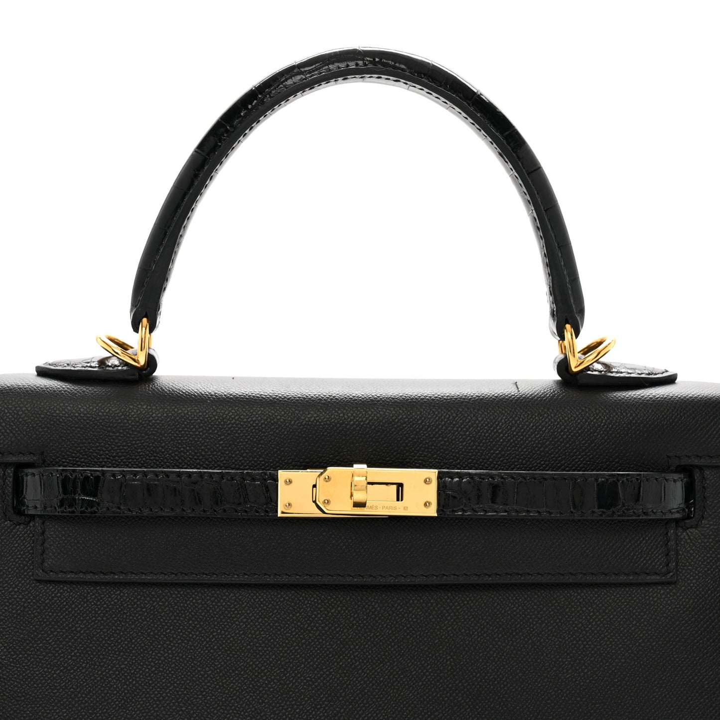 Madame Calfskin Shiny Niloticus Crocodile Kelly Sellier Touch 25 Black
