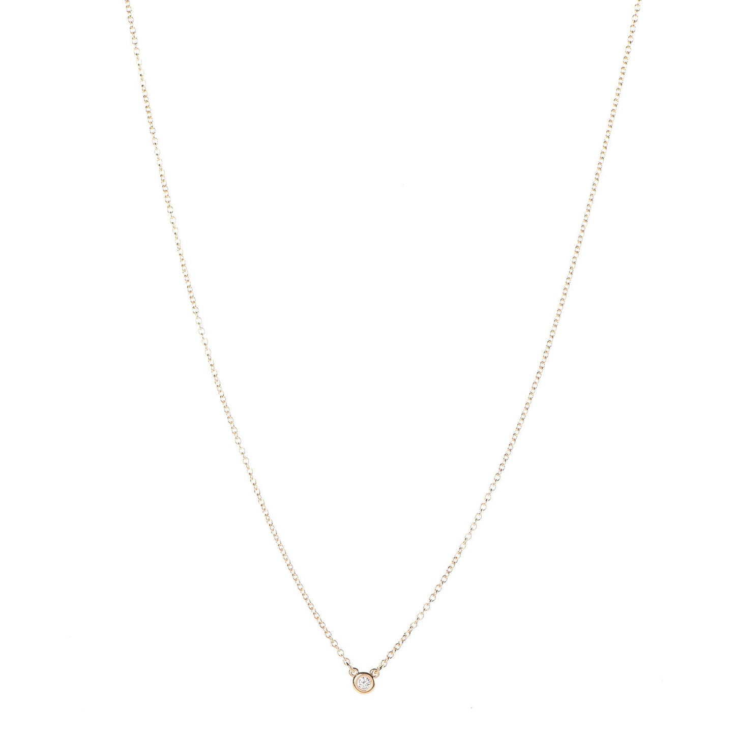 18K Rose Gold Diamond .03ct Elsa Peretti Diamonds by the Yard Pendant Necklace