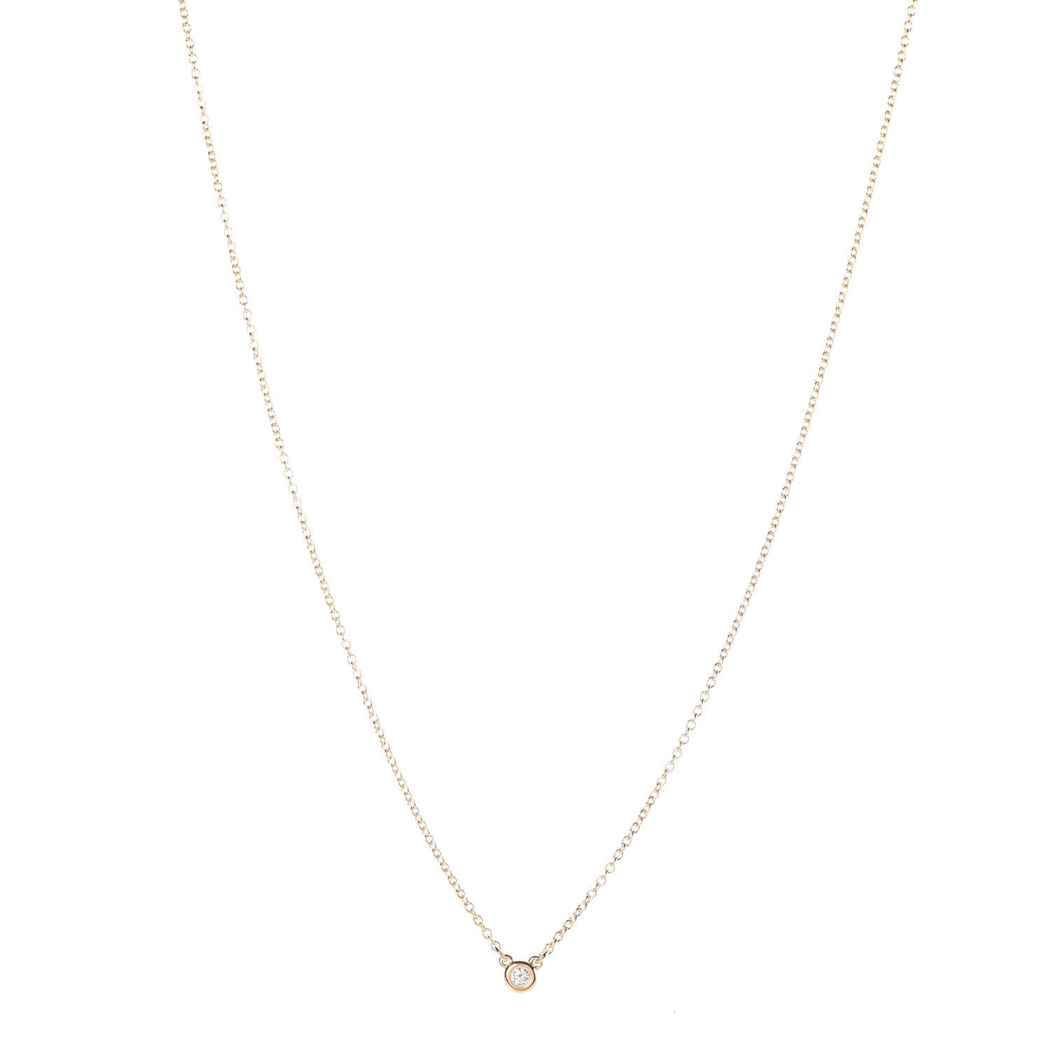 Tiffany 18K Rose Gold Diamond .03ct Elsa Peretti Diamonds by the Yard Pendant Necklace 1 of 5