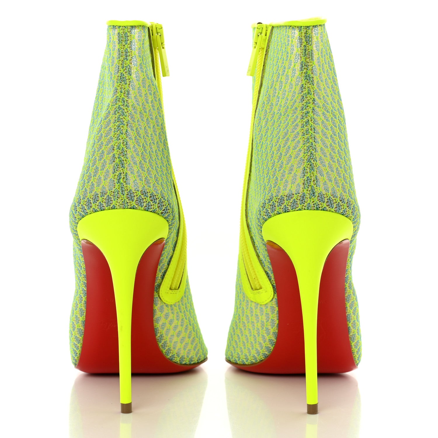 Christian Louboutin Lace Denim Gipsybootie 100 Ankle Boots Jeans 39 Fluo 5 of 12