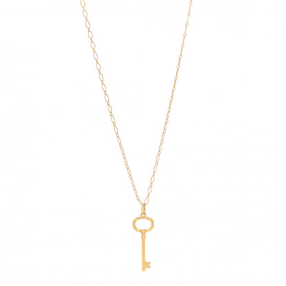 Tiffany 18K Yellow Gold Small Oval Key Pendant Link Necklace 1 of 8