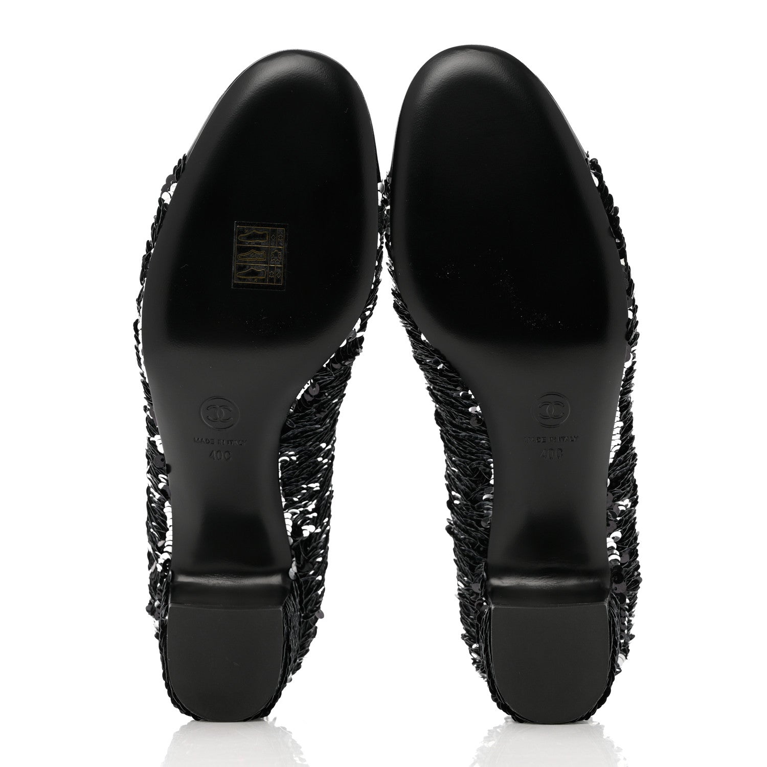 Chanel Sequin Patent Calfskin CC Pumps 40 Black Silver 5 of 10