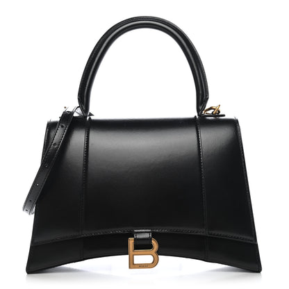 Balenciaga Shiny Box Calfskin Medium Hourglass Top Handle Bag Black 1 of 8