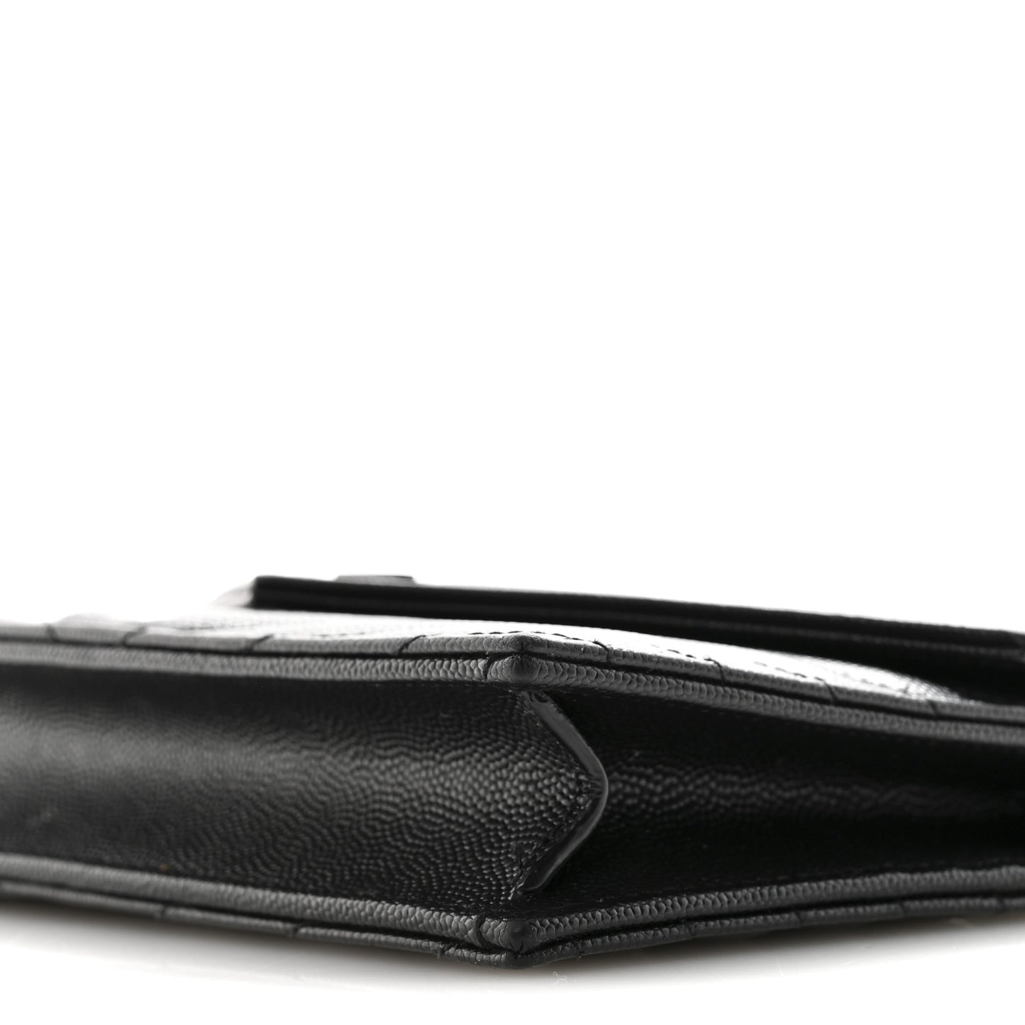 Grain De Poudre Matelasse Chevron Monogram Monochrome Envelope Chain Wallet Black