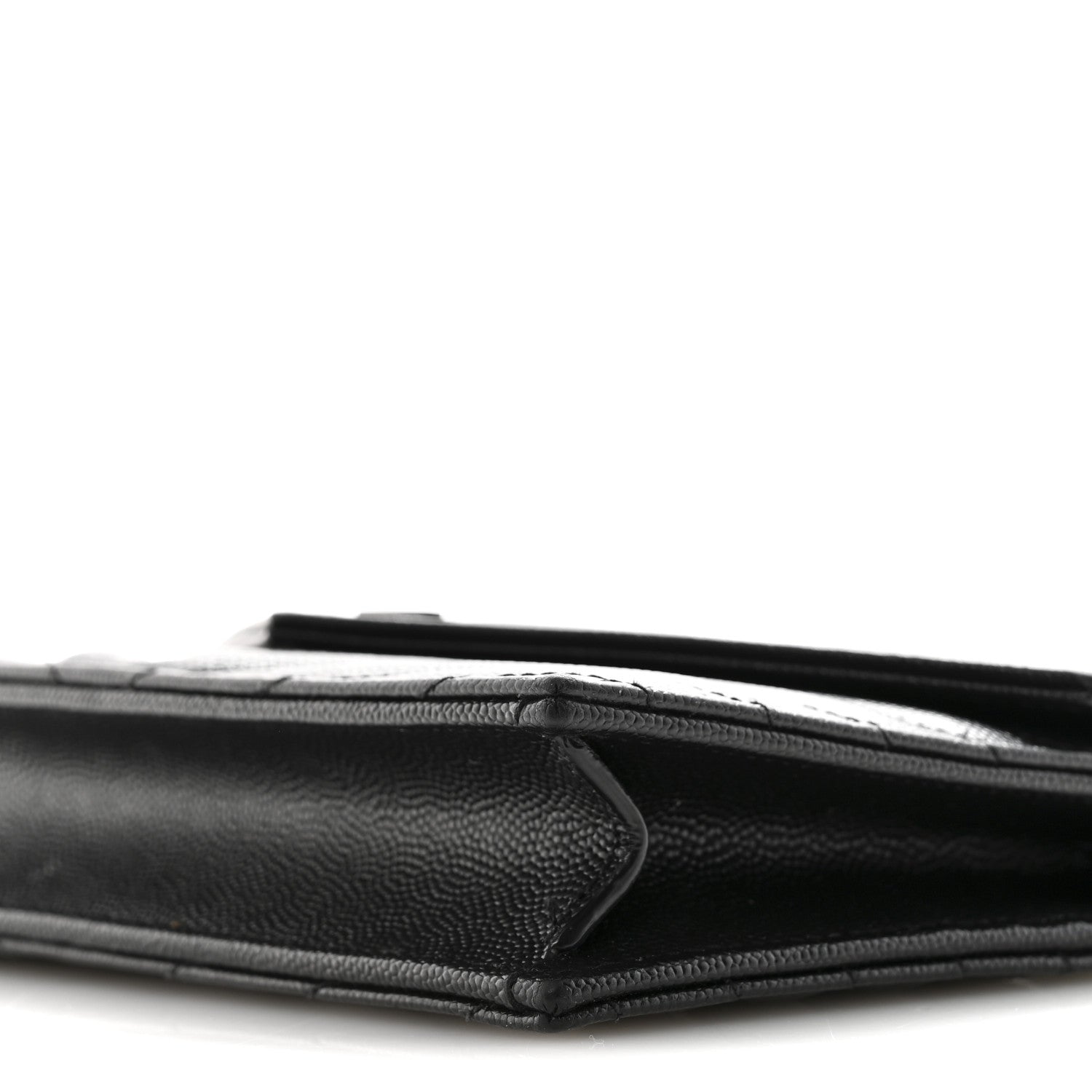 Saint Laurent Grain De Poudre Matelasse Chevron Monogram Monochrome Envelope Chain Wallet Black 10 of 16