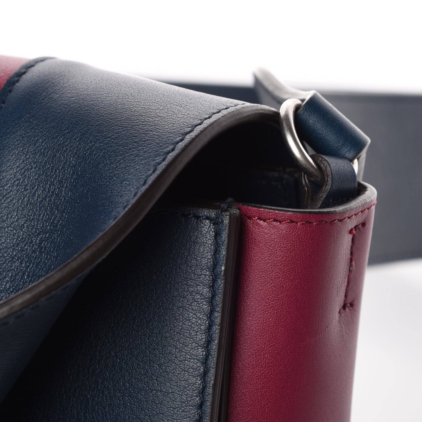 Shiny Smooth Calfskin Medium Frame Shoulder Bag Steel Blue Plum