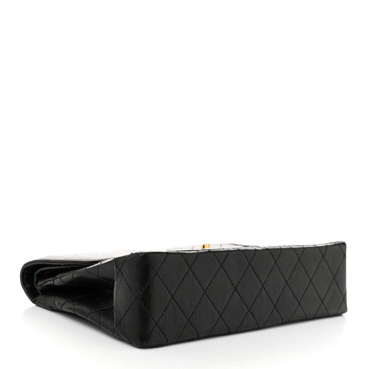 Lambskin Quilted Medium Double Flap Black