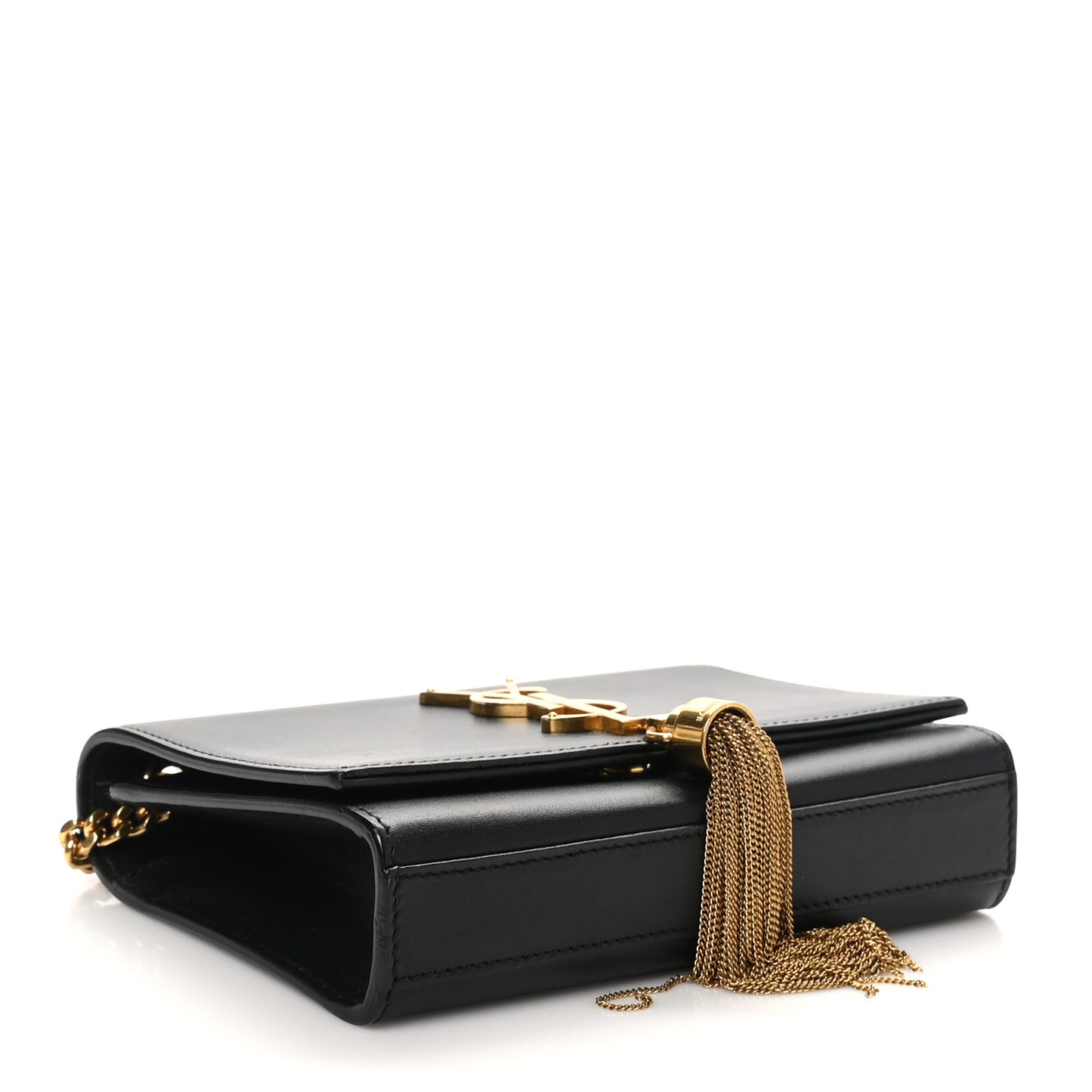 Calfskin Small Classic Monogram Kate Tassel Satchel Black