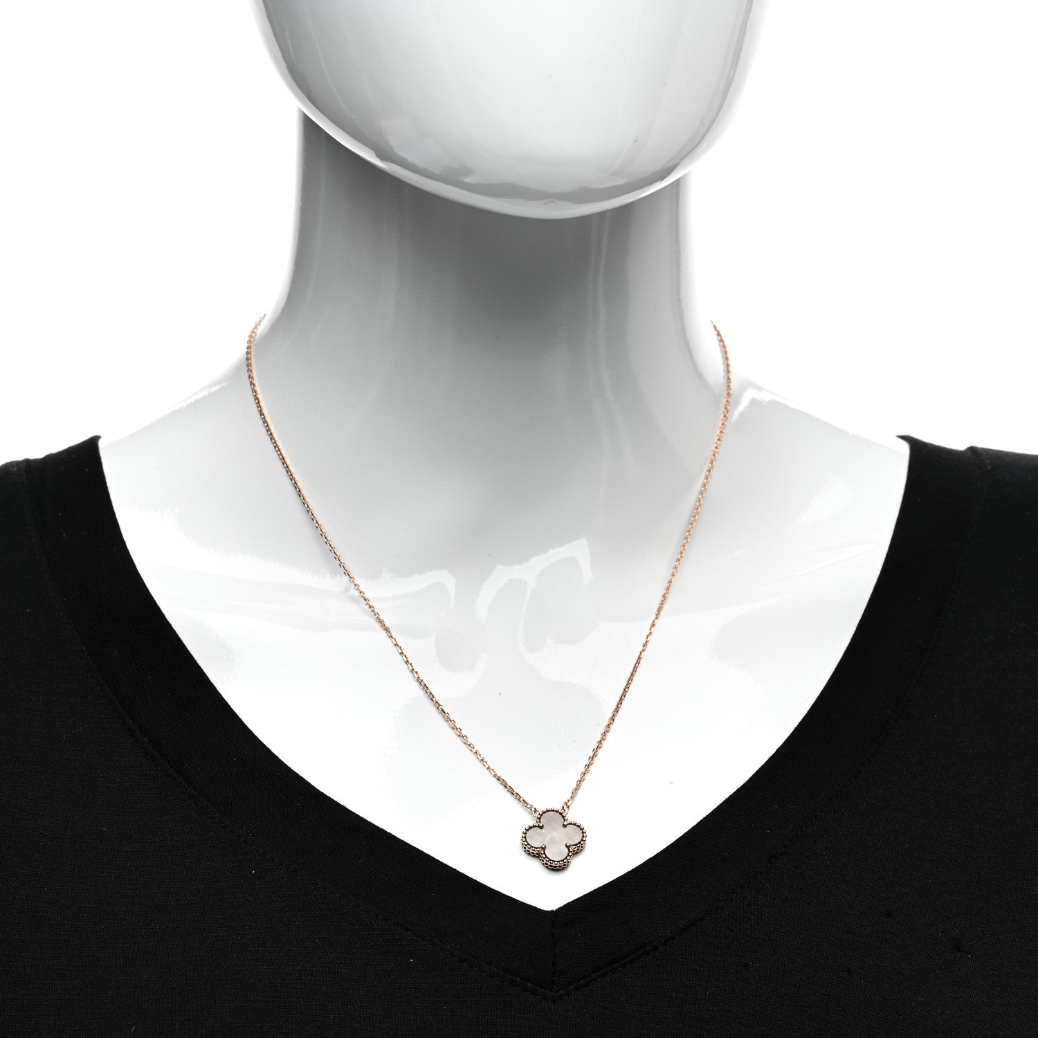 Van Cleef & Arpels 18K Rose Gold Gray Mother of Pearl Vintage Alhambra Pendant Necklace 2 of 6